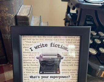 FREE SHIPPING: framed book page, author gift, writer gift, altered book page, literary gift, quirky art, book page art, literary art, decor