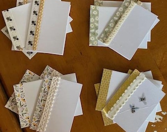 FREE SHIPPING: Handmade Mini Notecards, blank mini notes, bee gift, bee lover, thank you, birthday, shower cards
