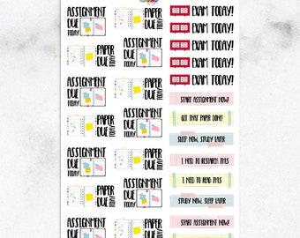 Assignments Planner Stickers | College Stickers | Uni Stickers | School Sticker | Study Stickers | Exam Stickers | Homework Stickers (S-193)