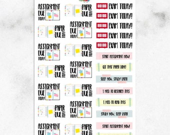 Calcomanías del planificador de asignaciones / Calcomanías universitarias / Calcomanías uni / Calcomanías escolares / Calcomanías de estudio / Calcomanías de exámenes / Calcomanías de tareas (S-193)