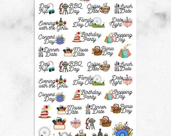Appointments Dates Planner Stickers | BBQ Birthday Movies Picnic BBQ Lunch Dinner Date (S-195)