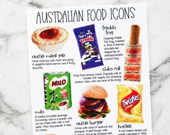 Australian Food Icons Part 2 Postcard | Hand Drawn Postcard | Aussie Food Icons | Watercolour Postcard | Postcrossing (PC-011)