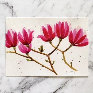 Magnolie Postkarte | Australische Flora Postkarte | Postkarte Aquarell | Postcrossing | Australier | Premium Postkarte (PC-028)