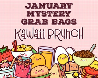 January 2024 MYSTERY GRAB BAGS | Kawaii Brunch | Planner Stickers | Mini Stickers | Stationery Goodies | Fantastic Value