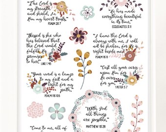 Christian Bible Verses Scriptures Planner Stickers | Floral Stickers | Christian Stickers | Bible Verses | Scripture Stickers (MS-013)