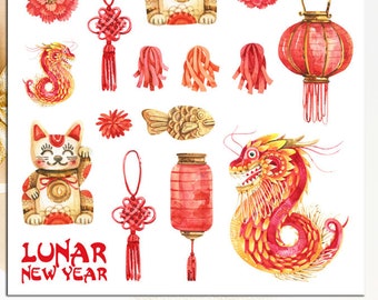 Chinese New Year Planner Stickers | Chinese New Year Stickers | Lunar New Year Stickers | Chinese Stickers (S-455)