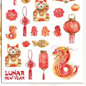 Chinese New Year Planner Stickers | Chinese New Year Stickers | Lunar New Year Stickers | Chinese Stickers (S-455)