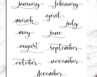 Months of the Year Planner Stickers | Monthly Planner Stickers | Mini Stickers | Script Font Stickers | Bullet Journal Stickers (DATE-004)