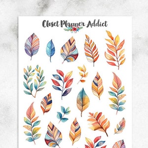 Kleurrijke bladeren plannerstickers | Aquarelstickers | Aquarelbladeren | Herfststickers | Herfstbladeren (S-684)