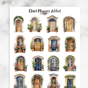 Pegatinas de acuarela para puertas / Pegatinas de puertas europeas / Pegatinas de puertas estilo cabaña / Pegatinas románticas para puertas francesas / Pegatinas estilo cabaña (S-680)
