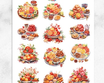 Chinese New Year Snacks and Food Planner Stickers | Lunar New Year Stickers | Chinese Food Stickers | Chinese Snacks | New Year Food (S-708)