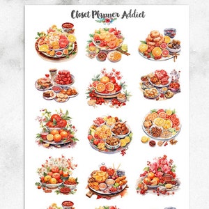 Pegatinas para planificador de comidas y bocadillos de Año Nuevo chino / Pegatinas de Año Nuevo lunar / Pegatinas de comida china / Bocadillos chinos / Comida de Año Nuevo (S-708)