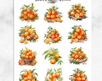 Mandarin Oranges Planner Stickers | Lunar New Year Stickers | Oranges Stickers | Watercolour Fruit Stickers (S-709)