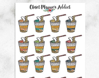 Cup Noodles Planner Stickers | Instant Noodles Stickers | Food Stickers | Instant Ramen Stickers (S-714)