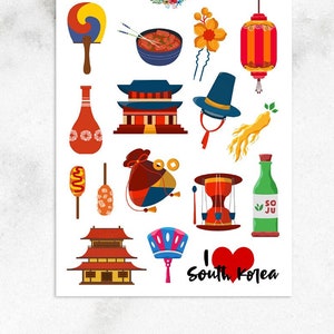 Ik hou van Zuid-Korea plannerstickers | Koreaanse stickers | Reisstickers | Stickers Seoul | Stickers voor reisverslagen (S-716)