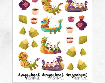 Dragon Boat Festival Planner Stickers | Chinese Holiday Stickers | Dumpling Stickers (S-721)