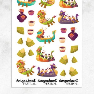 Adesivos para Planejador do Festival do Barco-Dragão | Adesivos para Feriados Chineses | Adesivos para Bolinhos de Massa (S-721)