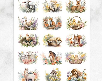 Watercolour Farm Animals Planner Stickers | Animal Stickers | Farm Life Stickers | Watercolour Farm Stickers (MGB-AUG2023)