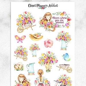 Bloom Where You Are Planted Planner Stickers | Springtime Stickers | Watercolour Stickers | Floral Stickers | Spring Stickers (S-344)