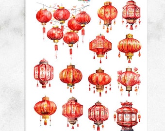 Chinese New Year Lanterns Planner Stickers | Lunar New Year Stickers | Chinese Lanterns | Red Lanterns Stickers (S-707)