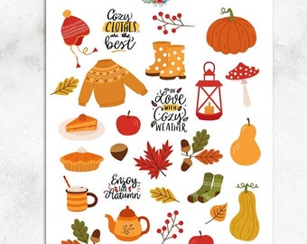 Cozy Autumn Vibes Planner Stickers | Fall Stickers | Autumn Leaves | Pumpkin Stickers | Floral Stickers | Cozy Home Stickers (MGB-MAR2023)