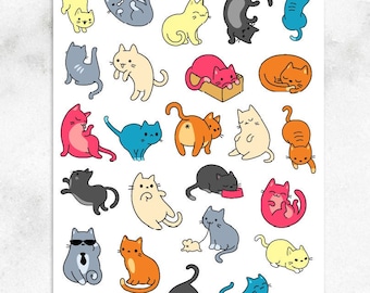Cute Cats Planner Stickers | Cat Stickers | Cat Lovers Stickers | Funny Cats Stickers | Pet Stickers | I Love Cats Stickers (S-221)