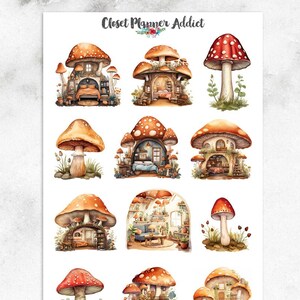 Woodland Mushroom Homes plannerstickers | Cosy Home-stickers | Paddenstoelenstickers | Grillige paddestoelhuizen (MGB-OCT2023)