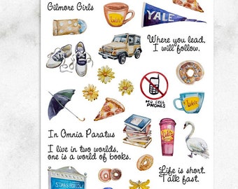 Gilmore Girls Planner Stickers / Luke's Diner Stickers / In Omnia Paratus / Dragonfly Inn Stickers / TV Show Stickers / Books (S-362)