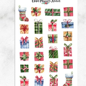 Watercolour Christmas Gifts Planner Stickers | Christmas Stickers | Christmas Presents | Gift Stickers | Present Stickers (S-357)