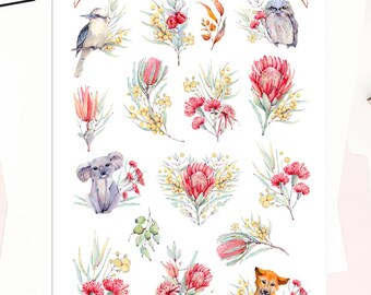 Australian Flora and Fauna Planner Stickers | Australian Plants Stickers | Protea Stickers (MGB-OCT20)
