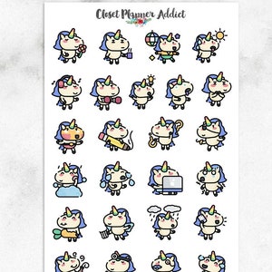 Cute Unicorns Planner Stickers | Unicorn Stickers | Unicorn Icon Stickers | Funny Unicorn Stickers | Unicorn Lifestyle Stickers (S-393)