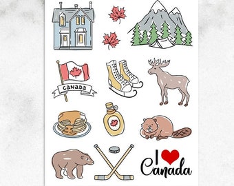 I Love Canada Travel Planner Stickers | Canada Stickers | Travel Stickers | Wanderlust Stickers | Maple Syrup Stickers (S-340)
