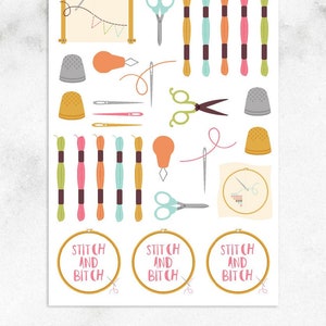 Kreuzstich Stickerei Planer Aufkleber | Kreuzstich Aufkleber | Hobby Aufkleber | Stickdatei Stickers | Näh-Werkzeug (S-234)