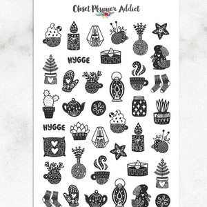 Monochrome Winter Hygge Planer Aufkleber | Winter-Aufkleber | Pullover Wetter Aufkleber | Hygge Aufkleber | Weihnachts Sticker (S-571)