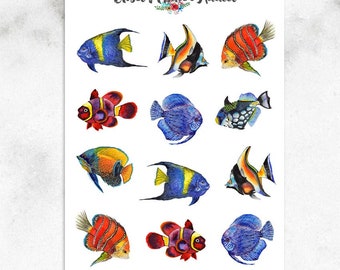 Tropical Fishes Planner Stickers | Watercolour Fish Stickers | Fish Stickers | Tropical Stickers | Watercolour Stickers (S-371)