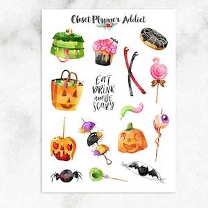 Adesivos de planejador de doces de Halloween | Adesivos de Halloween 2019 | Adesivos de doces | Adesivos de abóbora | Adesivos de outono | Adesivos de doces (S-426)