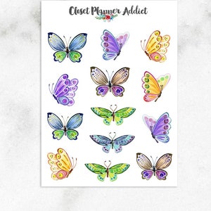Adesivos de planejador de borboletas aquarela | Adesivos de borboletas | Adesivos de aquarela (S-365)