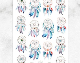 Watercolour Dreamcatchers Planner Stickers | Watercolour Stickers | Dreamcatchers Stickers | Watercolour Feathers (S-232)