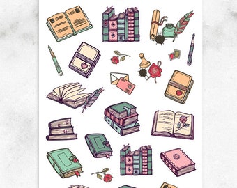 Vintage Books Planner Stickers | Books Stickers | Reading Stickers | Vintage Stationery Stickers | Letters Stickers (S-316)