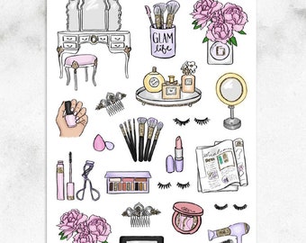 Beauty Babe Planner Stickers | Makeup Stickers | Cosmetics Stickers | Pampering Stickers | Beauty Lifestyle (S-261)