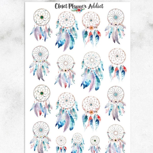 Watercolour Dreamcatchers Planner Stickers | Watercolour Stickers | Dreamcatchers Stickers | Watercolour Feathers (S-232)