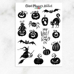 Naklejki na Halloween 2019 Planner | Naklejki na Halloween | Naklejki z kotami | Naklejki z dyniami | Naklejki z sylwetkami | Naklejki z nietoperzami (S-427)