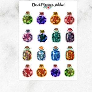 Gebottelde sterren plannerstickers | Sterrenstickers | Flesstickers | Hemelse stickers | Kristallen stickers | Dromenstickers (S-397)