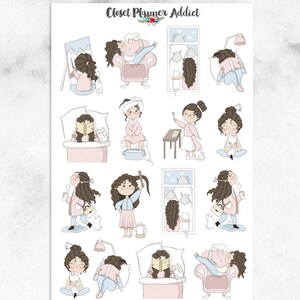Echantillonneur 1 fille avec un chat autocollants | Stickers chat mignon | Stickers amoureux des chats | Stickers style de vie (S-375)