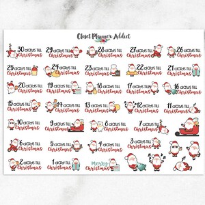 Adesivos fofos para planejador de contagem regressiva de Natal | Adesivos de Natal | Adesivos de contagem regressiva de Natal | Adesivos de contagem regressiva | Natal fofo (S-350)