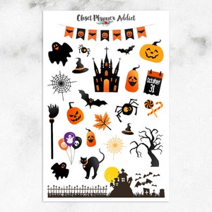 Stickers pour agenda Halloween 2017 | Stickers Halloween | Stickers fantômes | Stickers citrouilles | Autocollants d'automne | Autocollants d'automne (S-286)