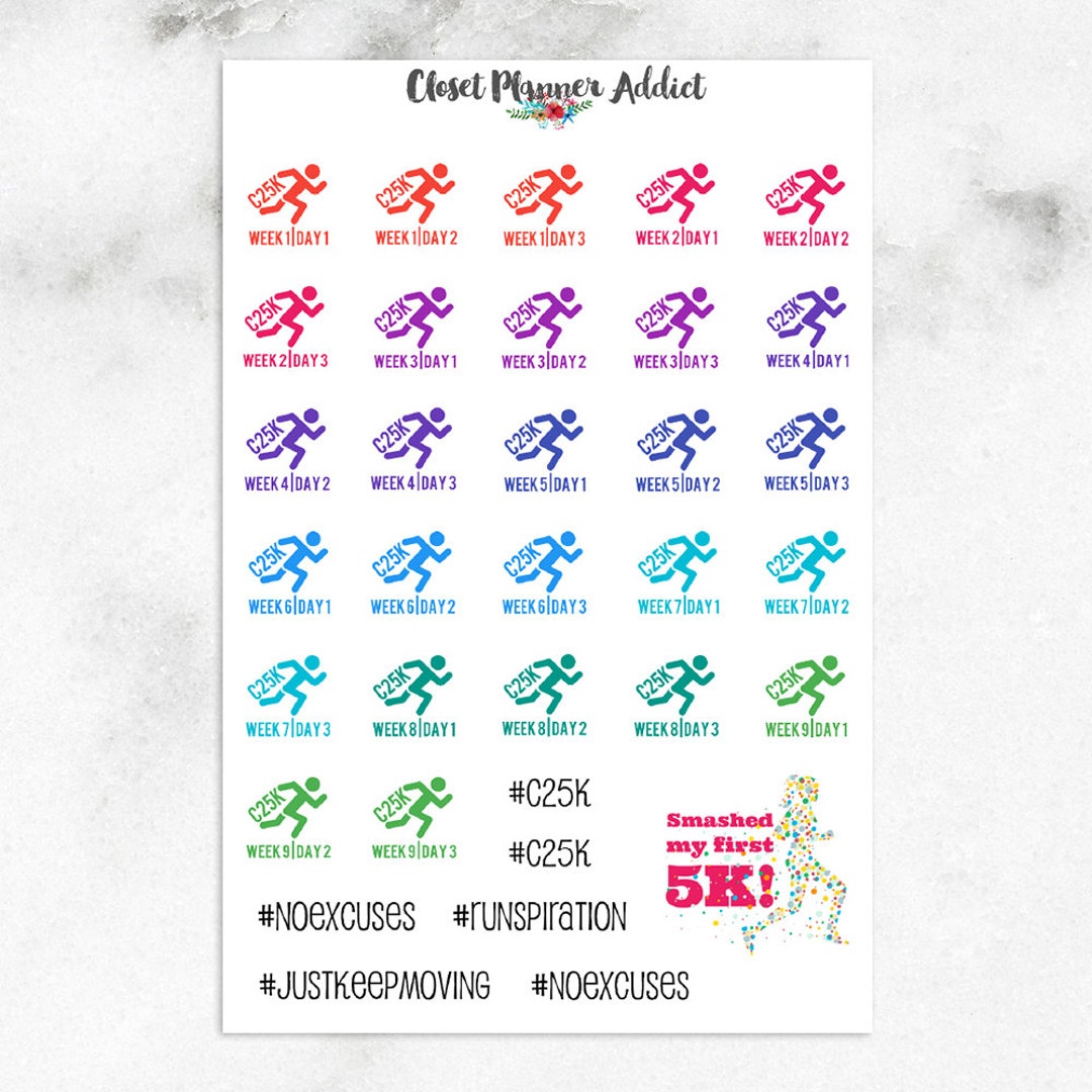 Couch 5K Planner Stickers C25K Running Stickers Running