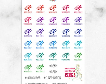 Couch 2 5K Planner Stickers | C25K | Running Stickers | Running Training Program | Couch to 5K | Fitness Stickers (S-116)