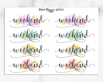 Weekend Planner Stickers | Watercolour Flowers | Brush Script Stickers | Weekend Buntings (FP-008)