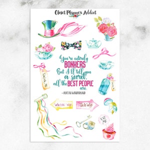 Foxy in Wonderland decorative planner stickers - Alice, Mad Hatter, Qu –  Stationery Wonderland